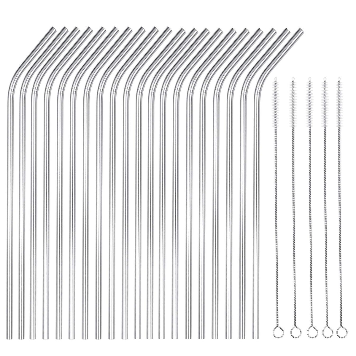 OKGD pajillas de acero inoxidable dobladas, 20 piezas, duraderas y fáciles de limpiar para bebidas.