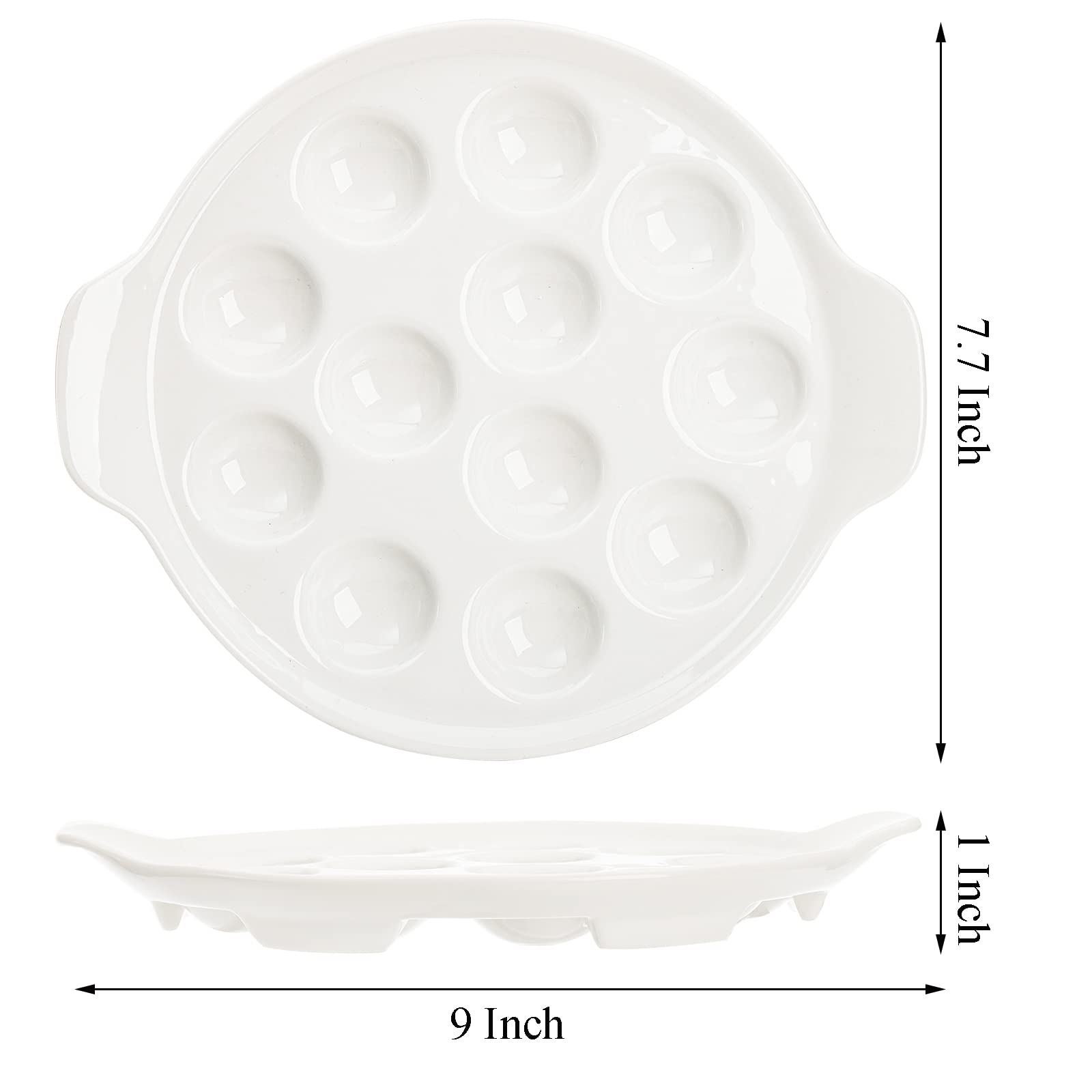 Okllen bandeja escargot cerámica blanca ideal para porciones en casa