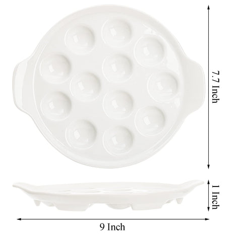 Okllen bandeja escargot cerámica blanca ideal para porciones en casa