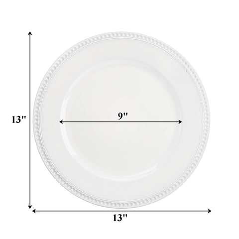 Okllen placa-cargador plastica blanca-embosada: duradera y fácil de limpiar para catering.