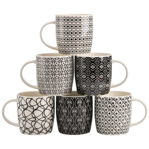 Okllen tazas geométricas negro-blanco para café, ideal uso diario.