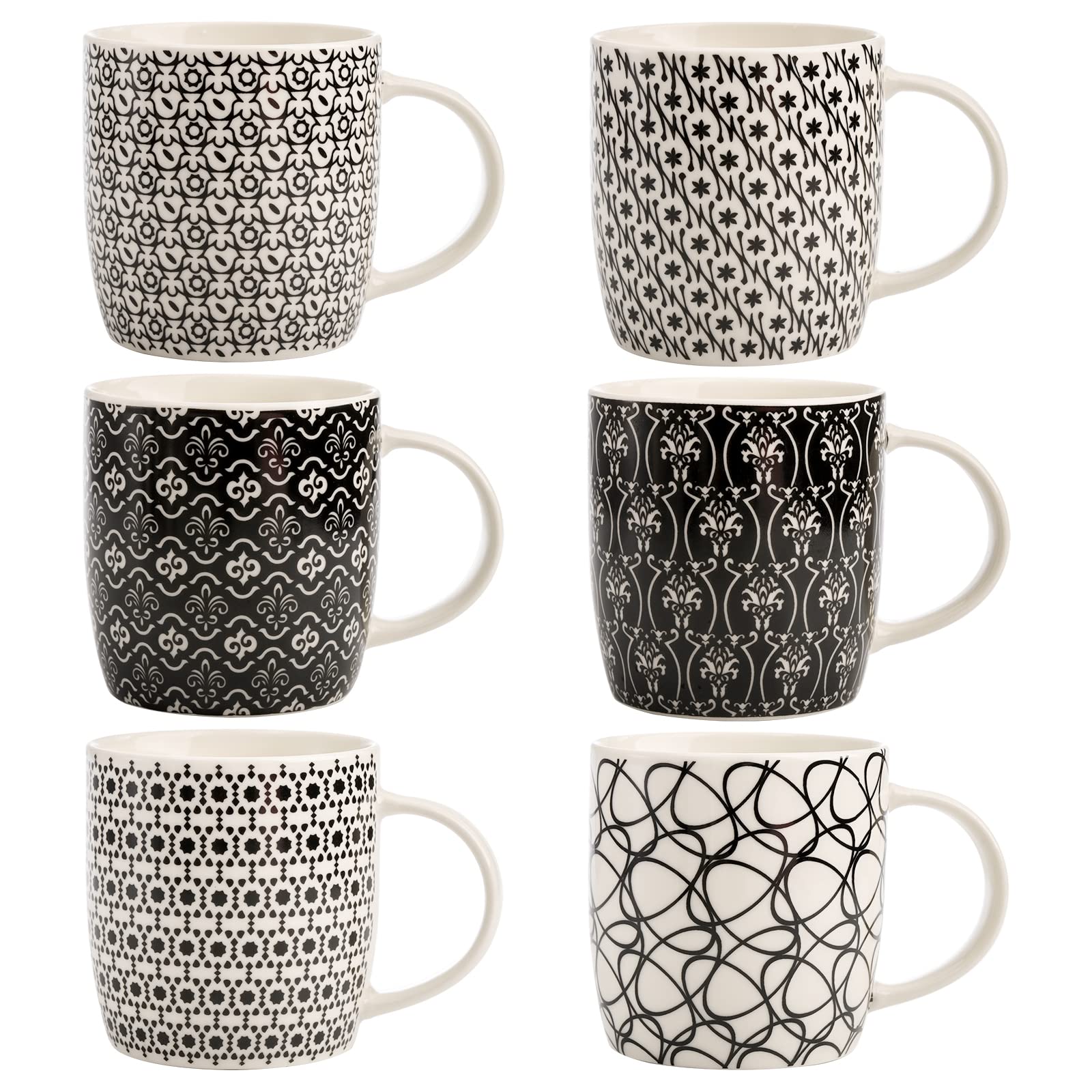 Okllen juego de tazas blanco y negro, perfecta para desayuno.