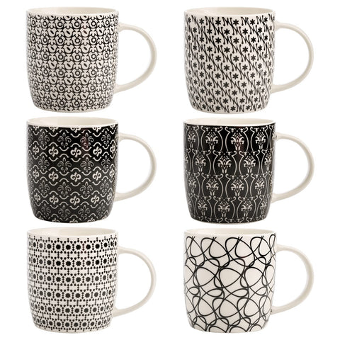 Okllen juego de tazas blanco y negro, perfecta para desayuno.
