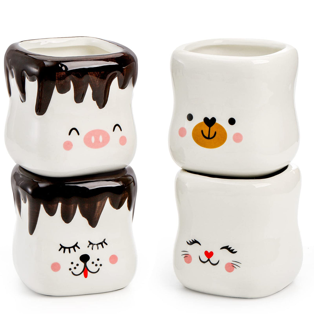 Okllen tazas marshmallow 4 patrones estilo 1 para desayuno alegre.