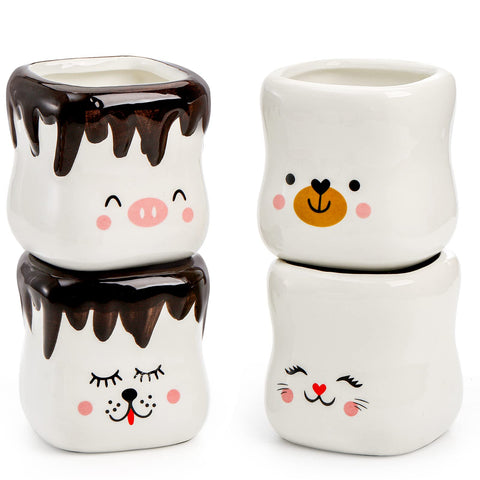 Okllen tazas marshmallow 4 patrones estilo 1 para desayuno alegre.