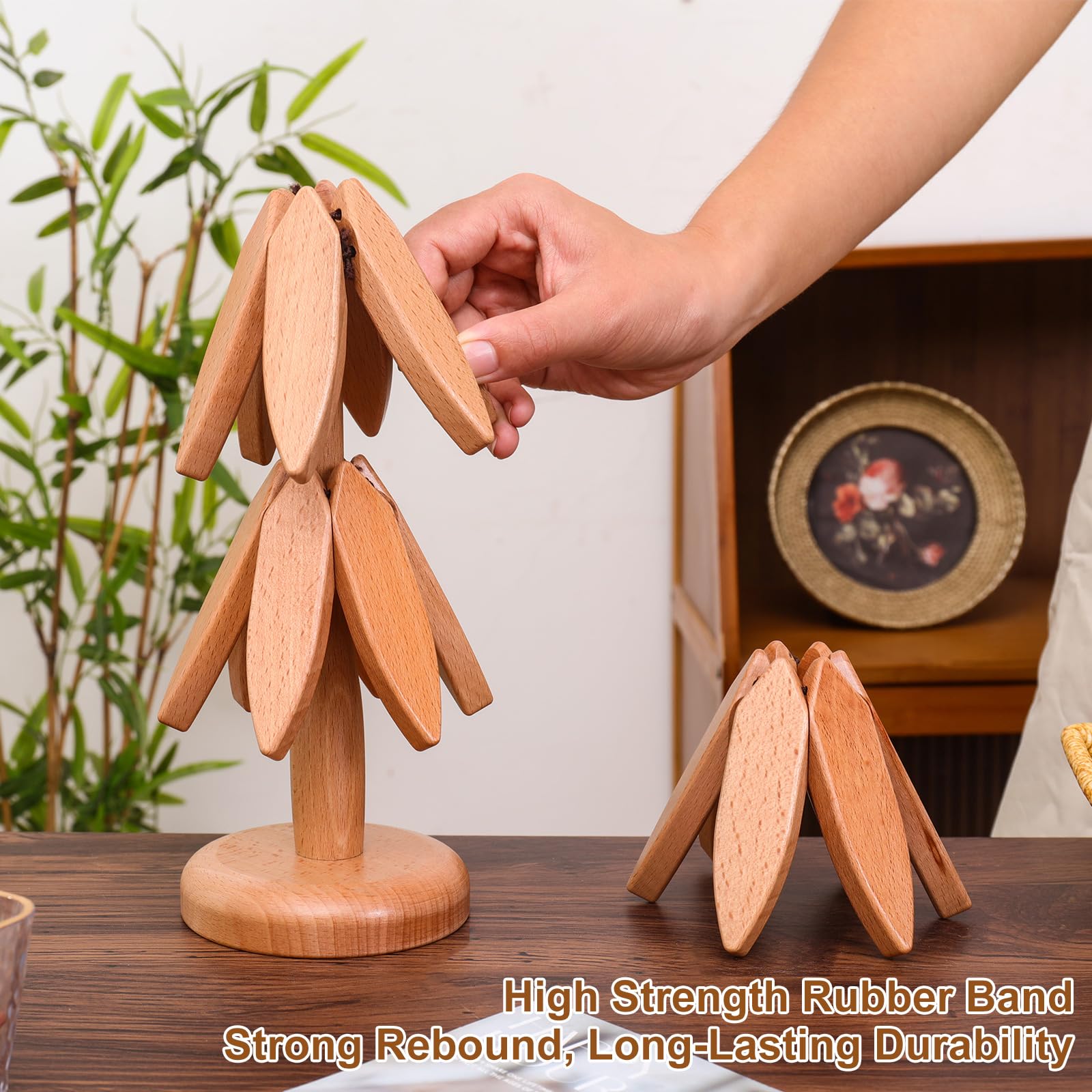 OKOMER trivet base de madera protege encimeras del calor.