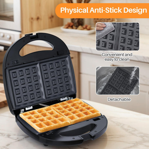 OKYUK waflera con placas para sándwiches, ideal para desayunos rápidos.