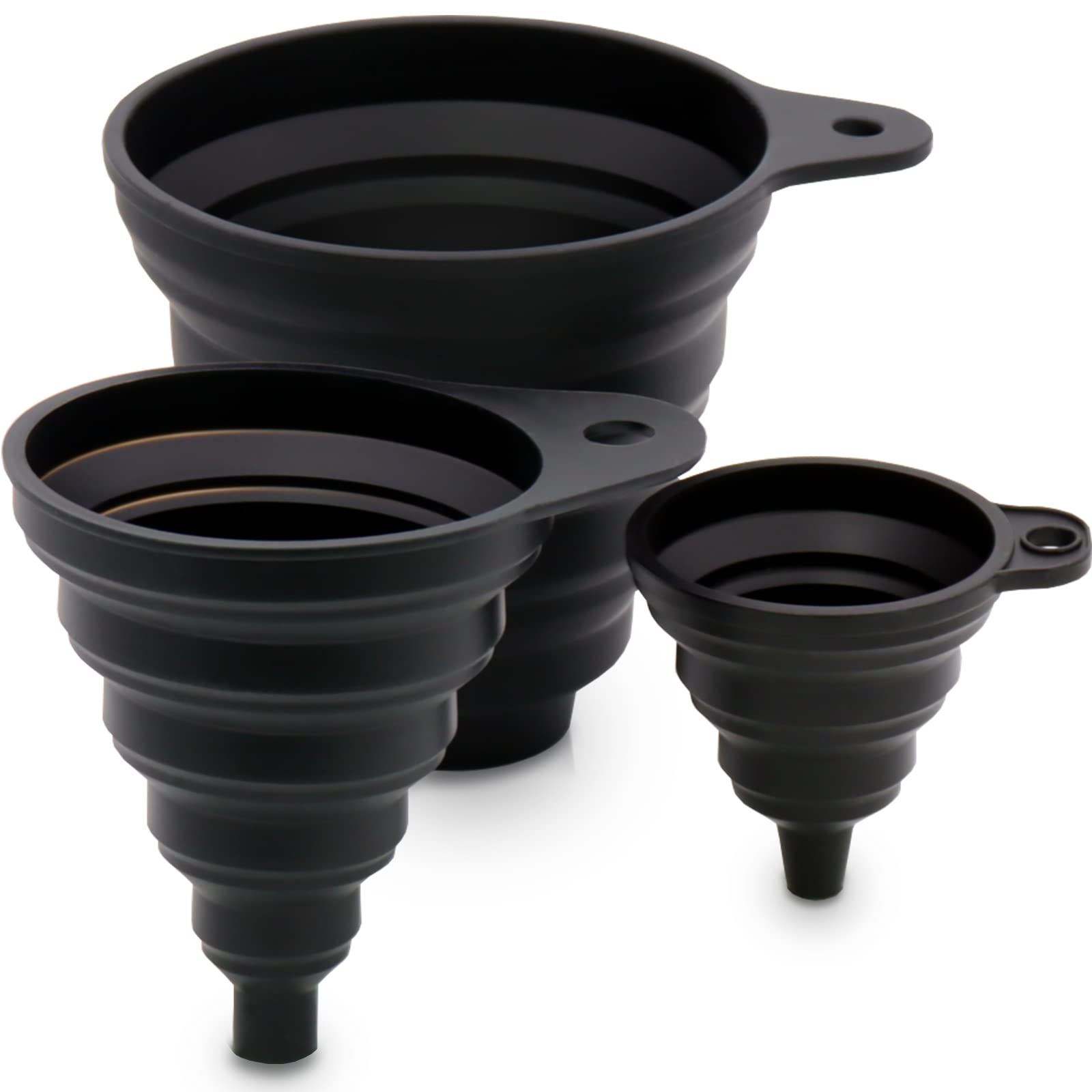 Olamar embudo cocina boca grande para verter líquidos sin goteos.