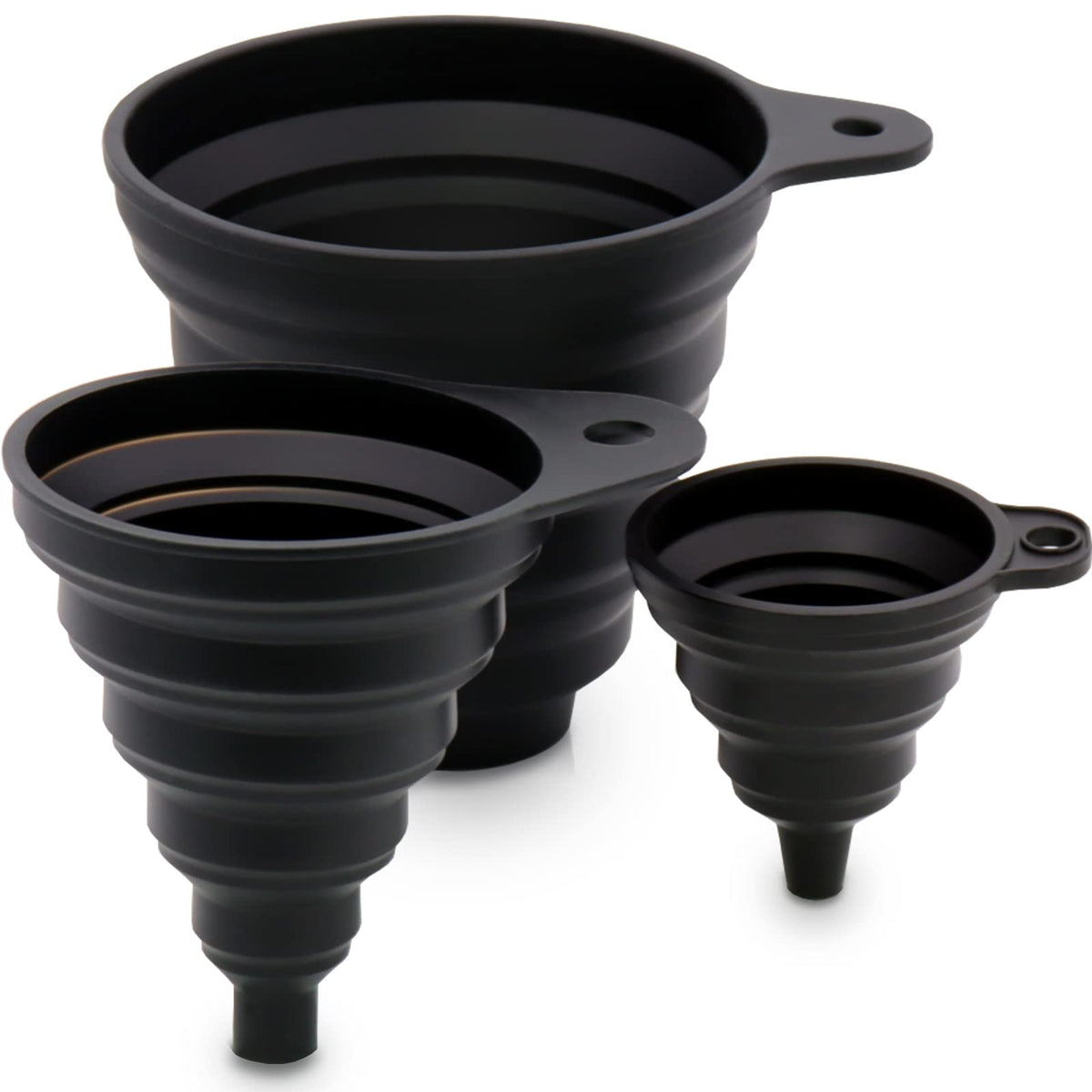 Olamar embudo cocina boca grande para verter líquidos sin goteos.