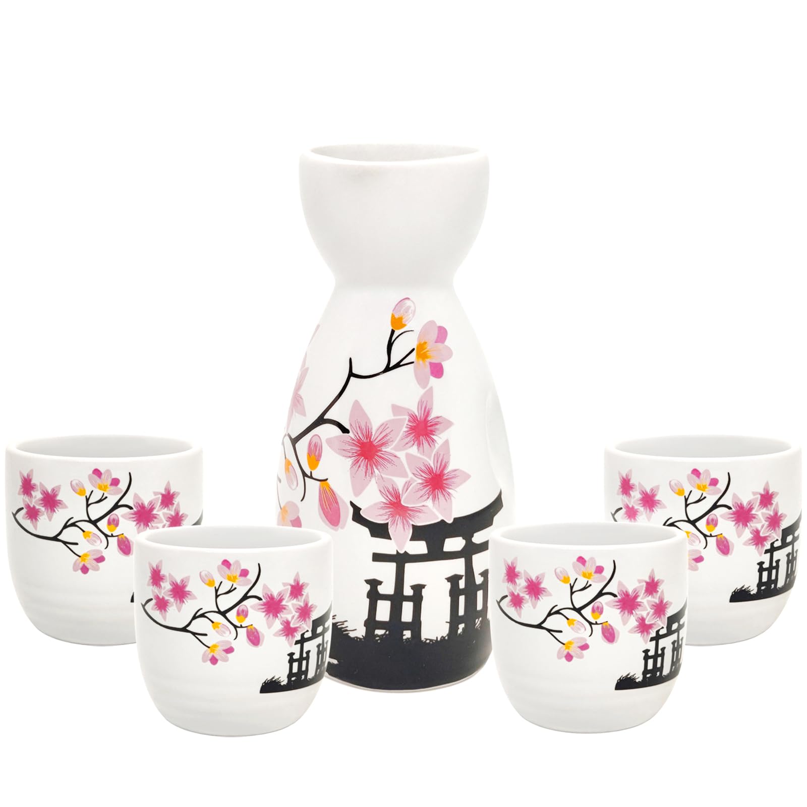 Old Craftsmen's olla de sake 200ml con boca anti-derrame y diseño sakura
