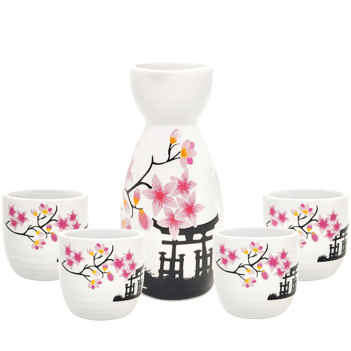 Old Craftsmen's olla de sake 200ml con boca anti-derrame y diseño sakura