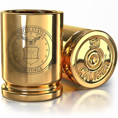 Old Southern Brass vaso chupito dorado, modelo carcasa, ideal para brindis y coleccionistas.