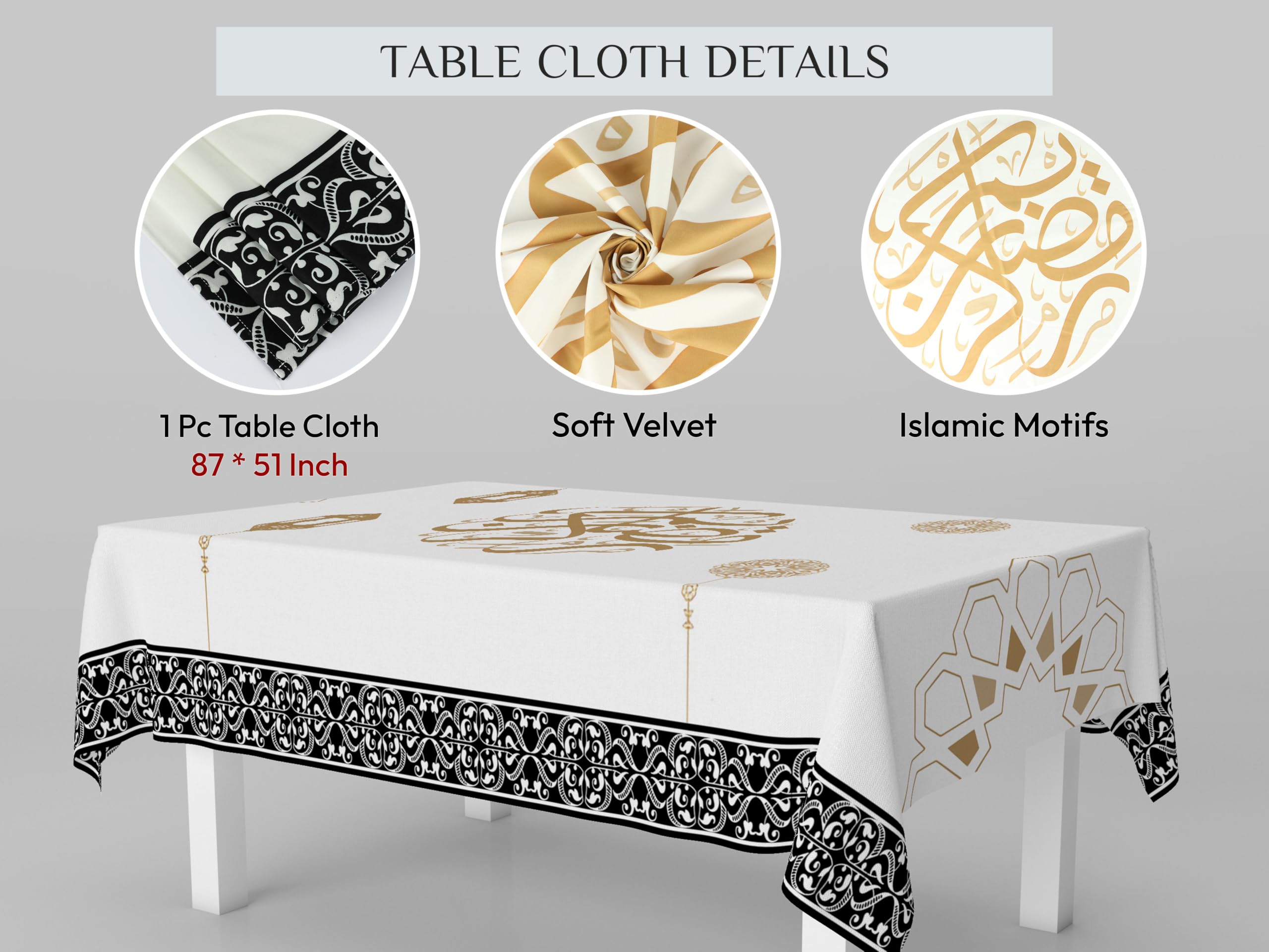 ambientacion ramadán con el mantel oleek, perfecto para crear mesa festiva.