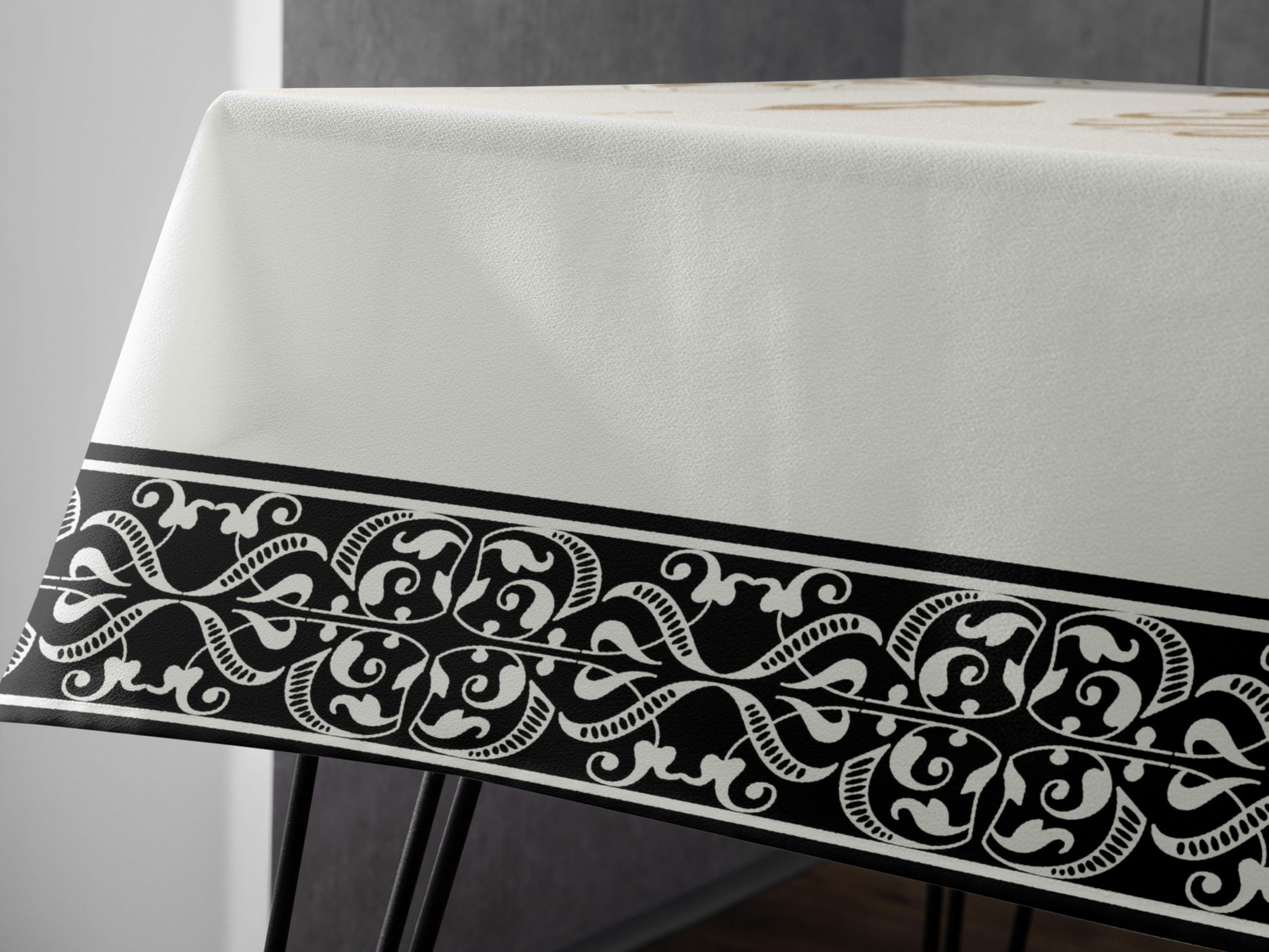 textura suave de poliéster del mantel oleek ramadán, tacto agradable para cenas.