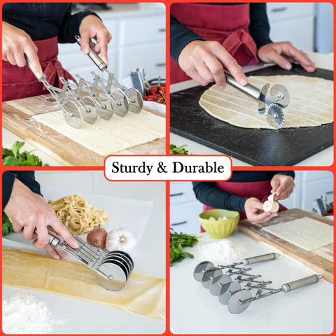 Mangos ergonómicos dobles de Oleex All-Dough para agarre cómodo.