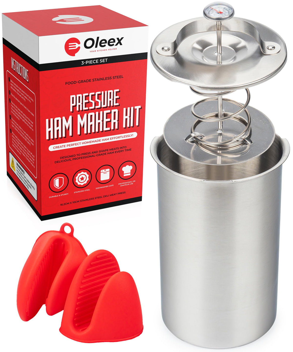 Oleex prensa embutidos inoxidable, perfecta para embutidos caseros y fiambres.