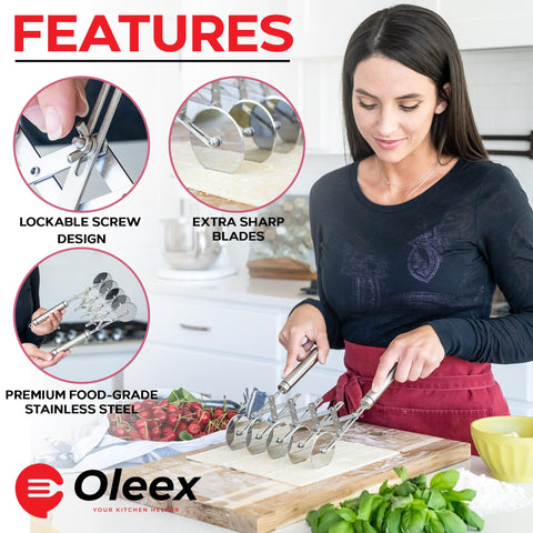 Rueda cortapizza Oleex All-Dough para rebanadas uniformes.