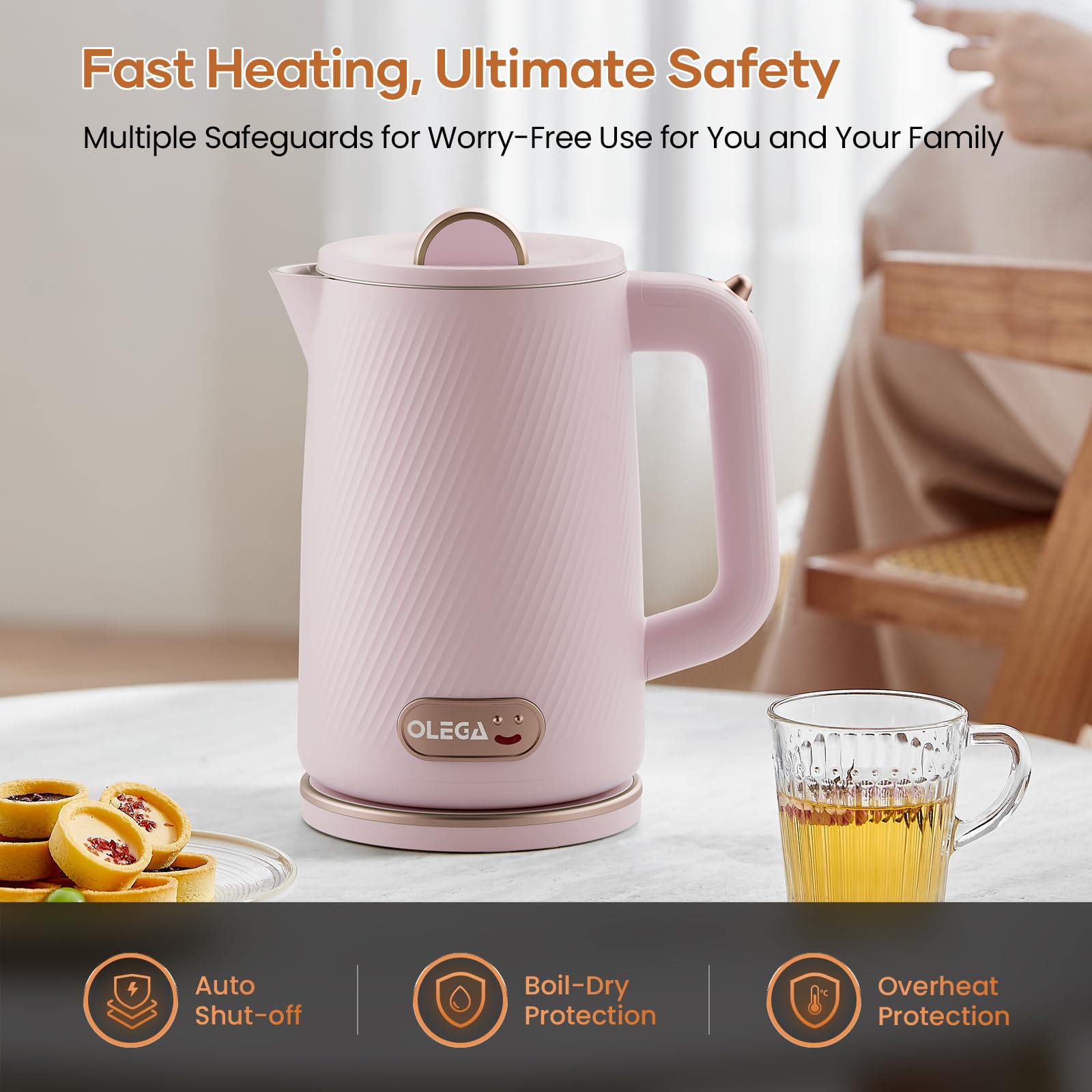 OLEGA capacidad 1.8l ideal para familia y reuniones.