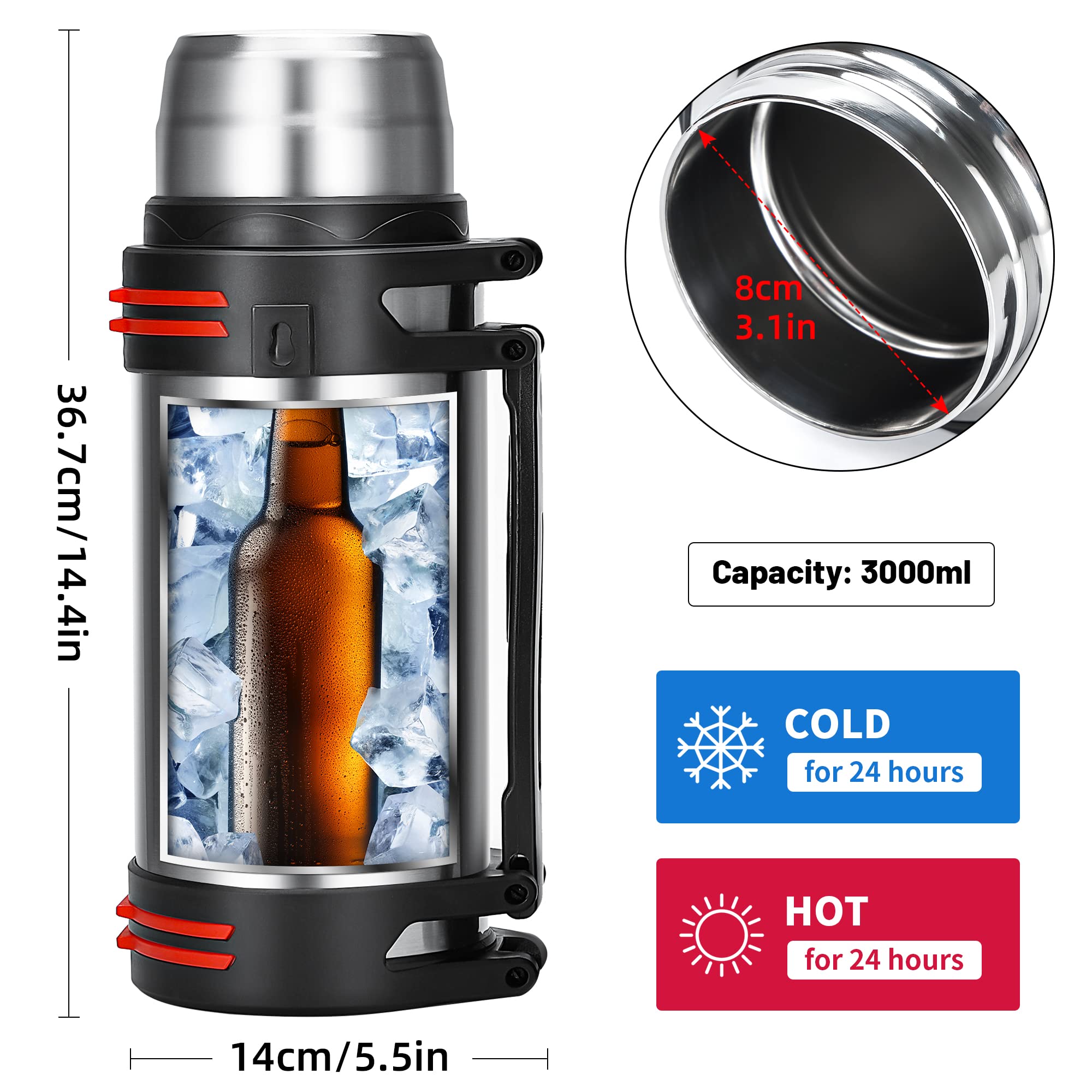 Olerd-termo capacidad 101oz, ideal para deportes y salidas largas