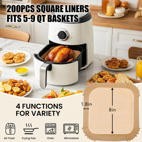 OLESBUR papel pergamino no blanqueado para horno y airfryer, uso versátil