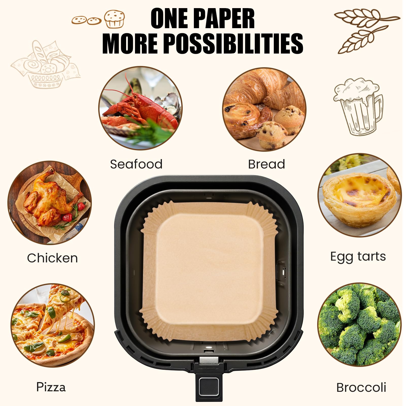 OLESBUR papel pergamino para horno y airfryer, uso práctico en cocina
