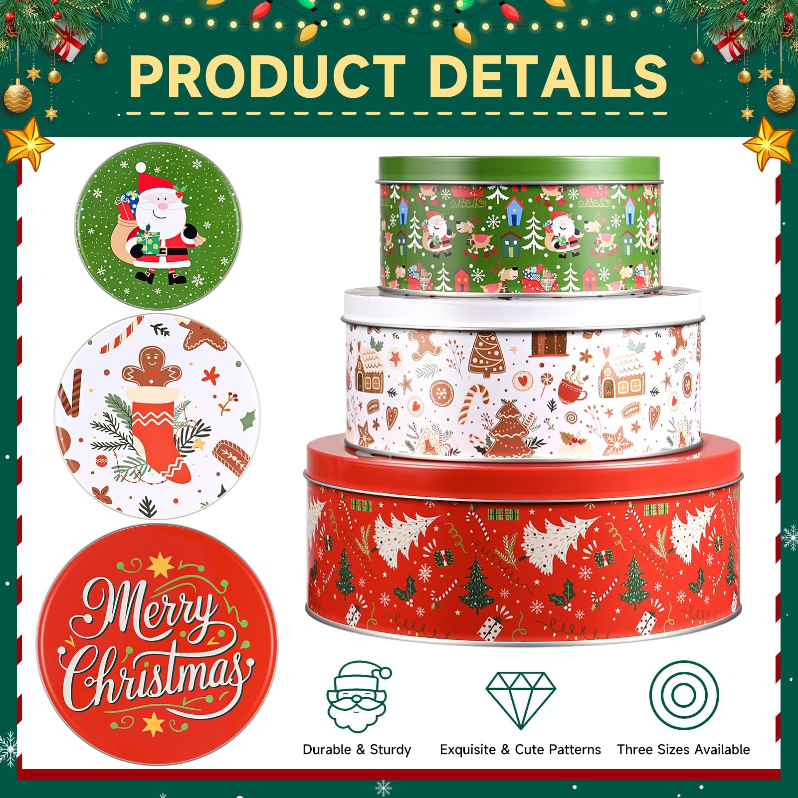 Olgaa caja galletas navidad con renos, mantiene galletas frescas por más tiempo.
