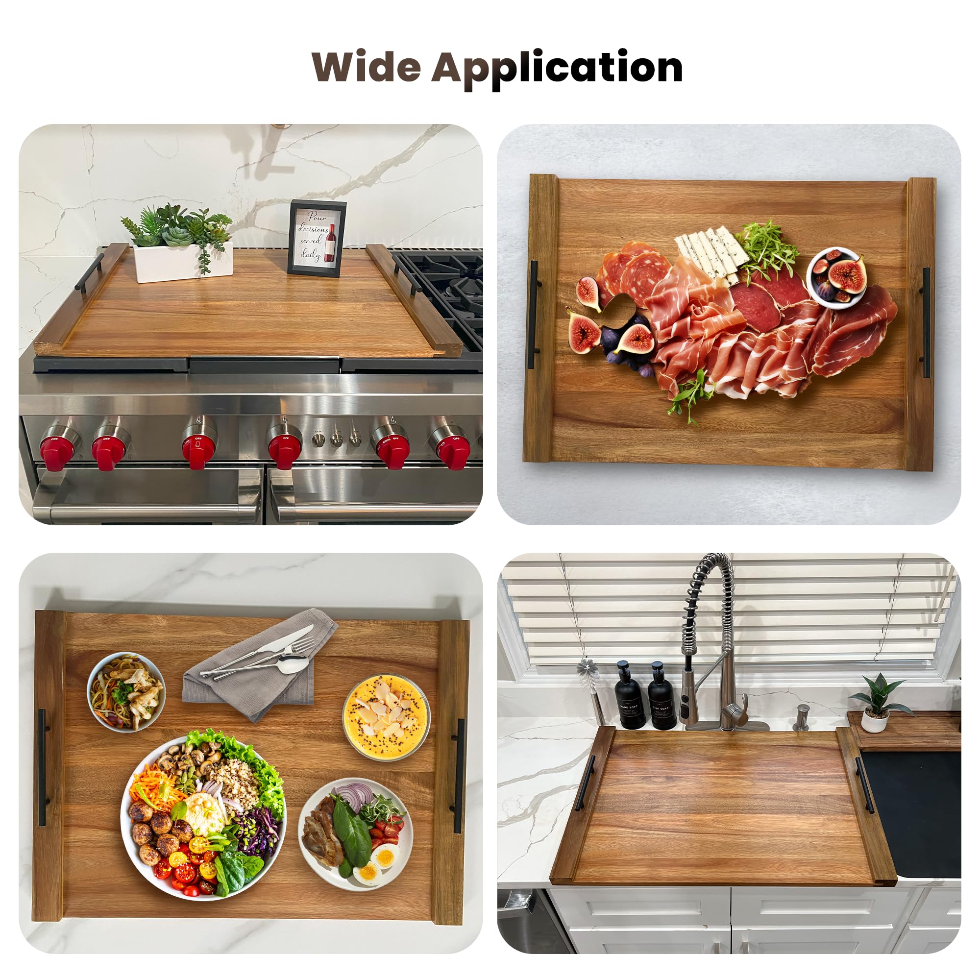 Dimensiones 30.25 x 21.75 pulgadas de Olive Everything Noodle Board para encimera amplia