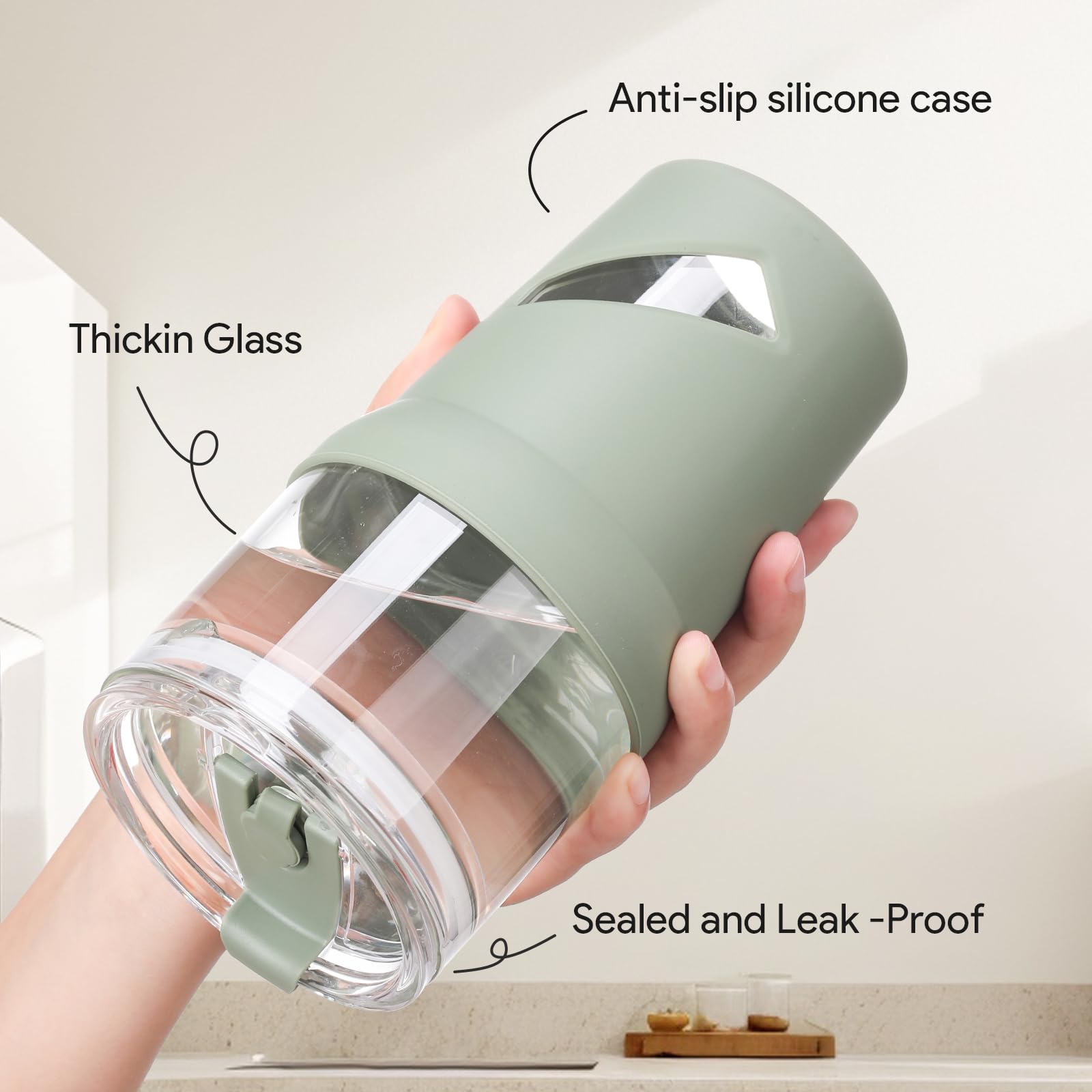 Vaso Olivego ergonómico con agarre suave para uso diario.