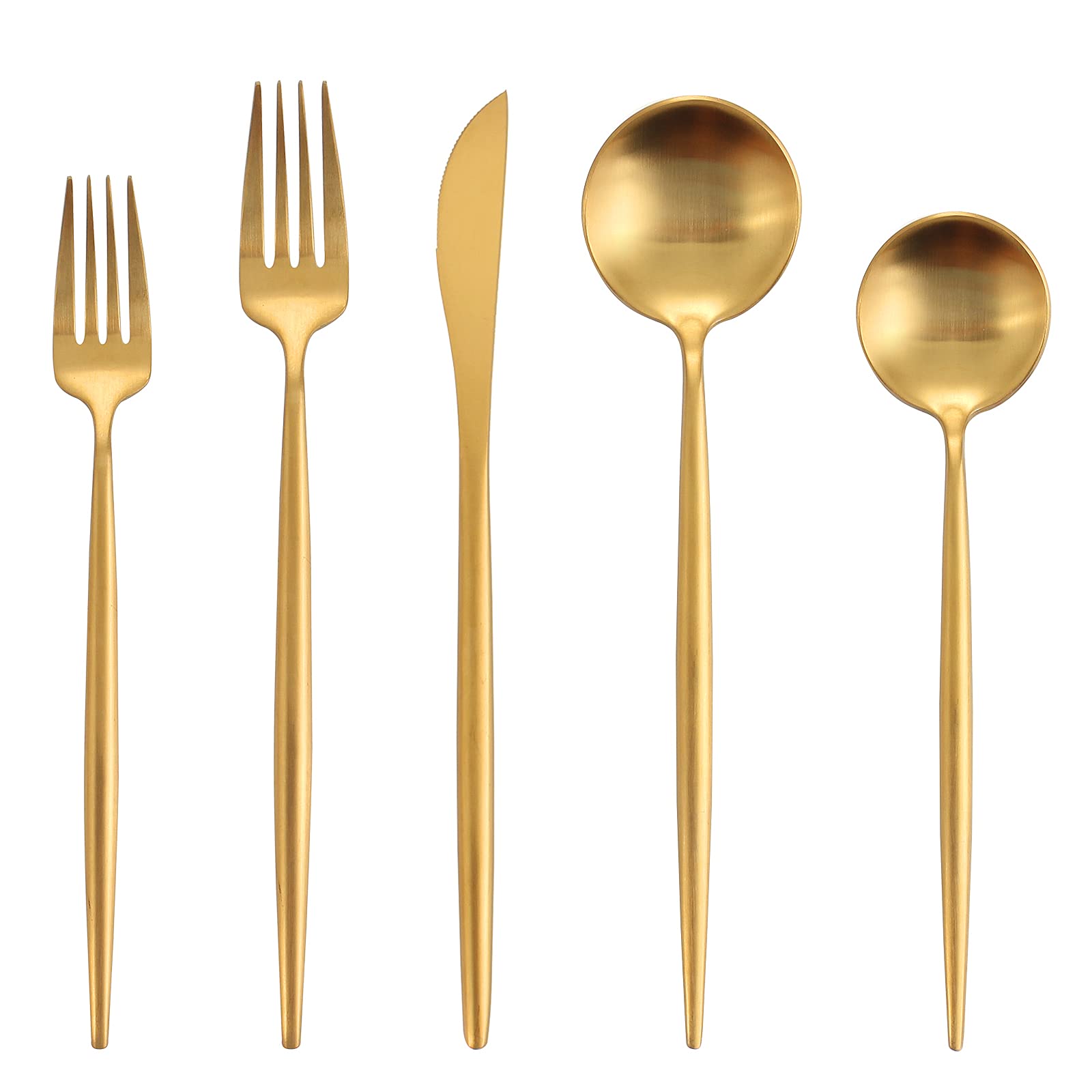 Cubiertos Oliviola mate en dorado, ideal para cenas diarias con estilo