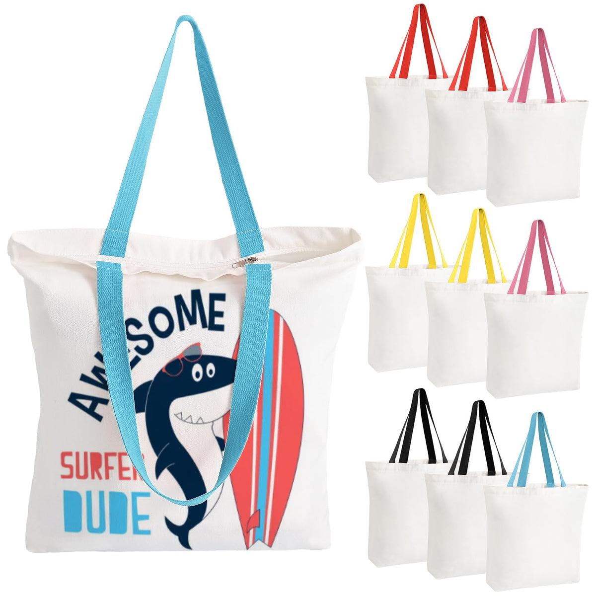OLSUNOR bolsa canvas con cremallera, 10 pack, ideal para organizar artículos diarios con seguridad