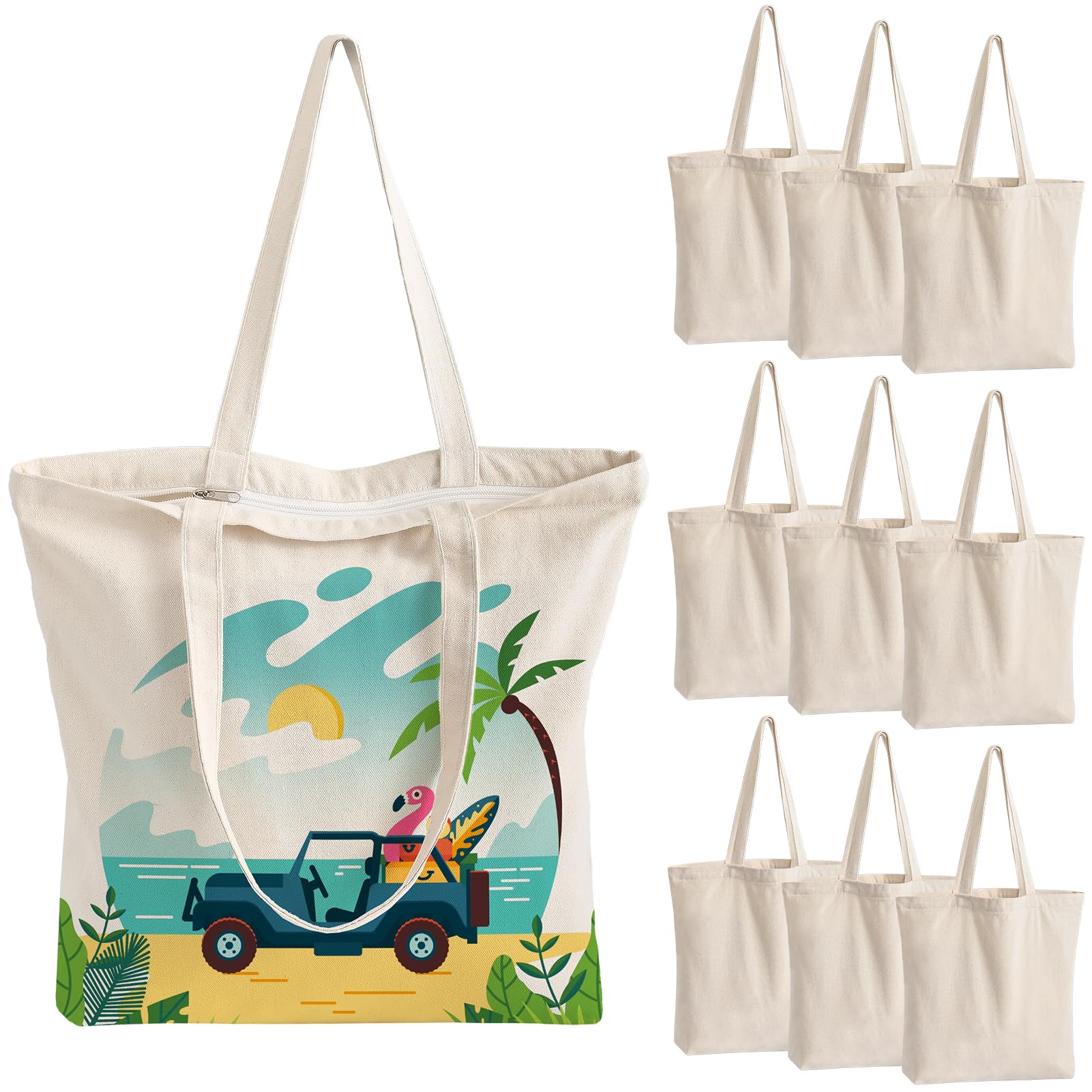 Bolsas de lona OLSUNOR pack de 10 con cierre para personalizar.