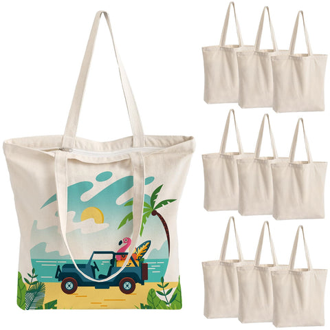 Bolsas de lona OLSUNOR pack de 10 con cierre para personalizar.