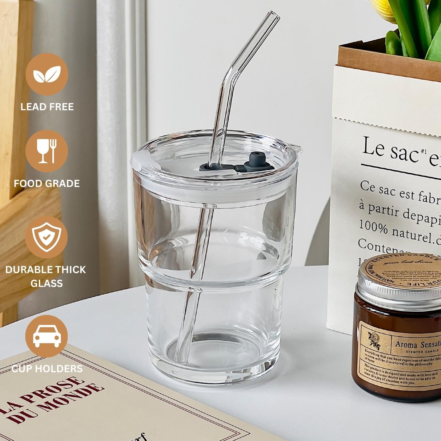 Taza Olvini para bebidas: agua, té o jugos, uso diario.