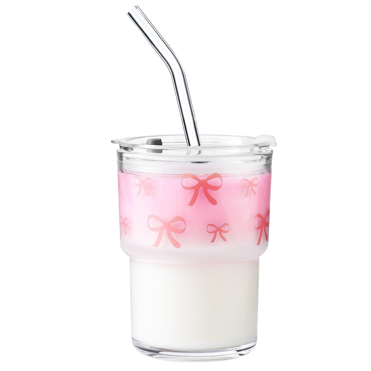 Olvini tumbler de vidrio 13oz con tapa y pajilla, ideal para llevar.