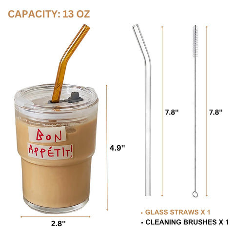 Vaso Olvini con cepillo de limpieza para pajilla incluido.