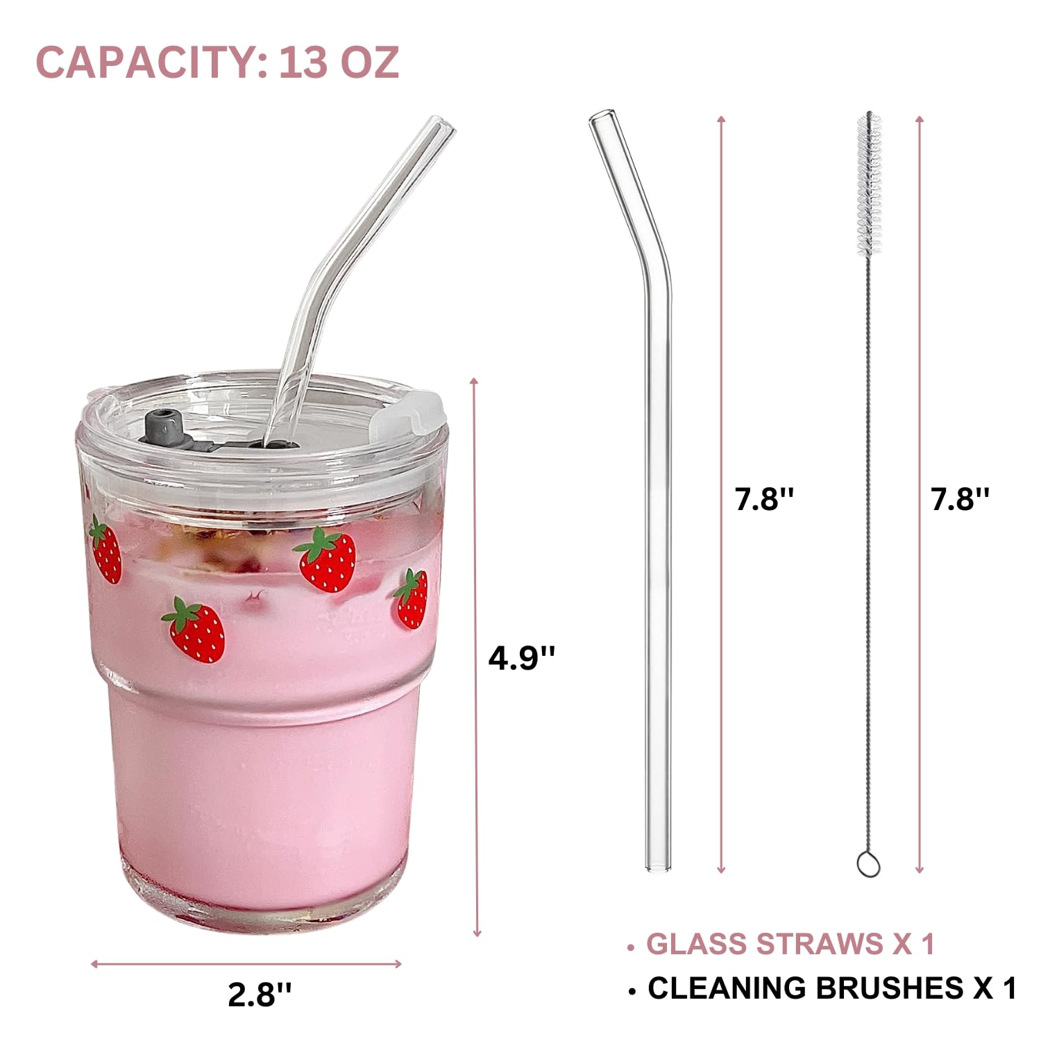 Vaso Olvini 13oz con tapa y pajilla, perfecto para viajes