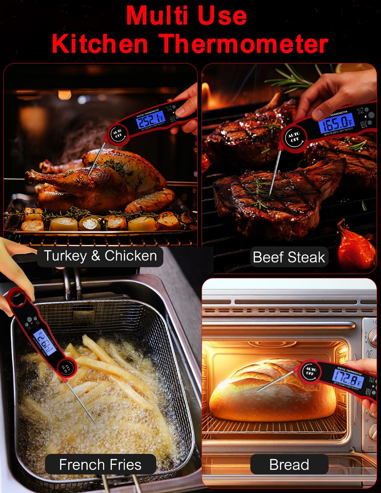Olwayi Termómetro Digital con abrebotellas, práctico para reuniones y cocina al aire libre.