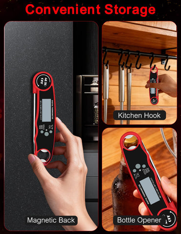 Olwayi Termómetro Digital con base magnética para adherirse al refrigerador.