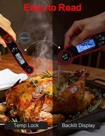 Olwayi Termómetro Digital en uso en cocina para controlar temperatura de alimentos.