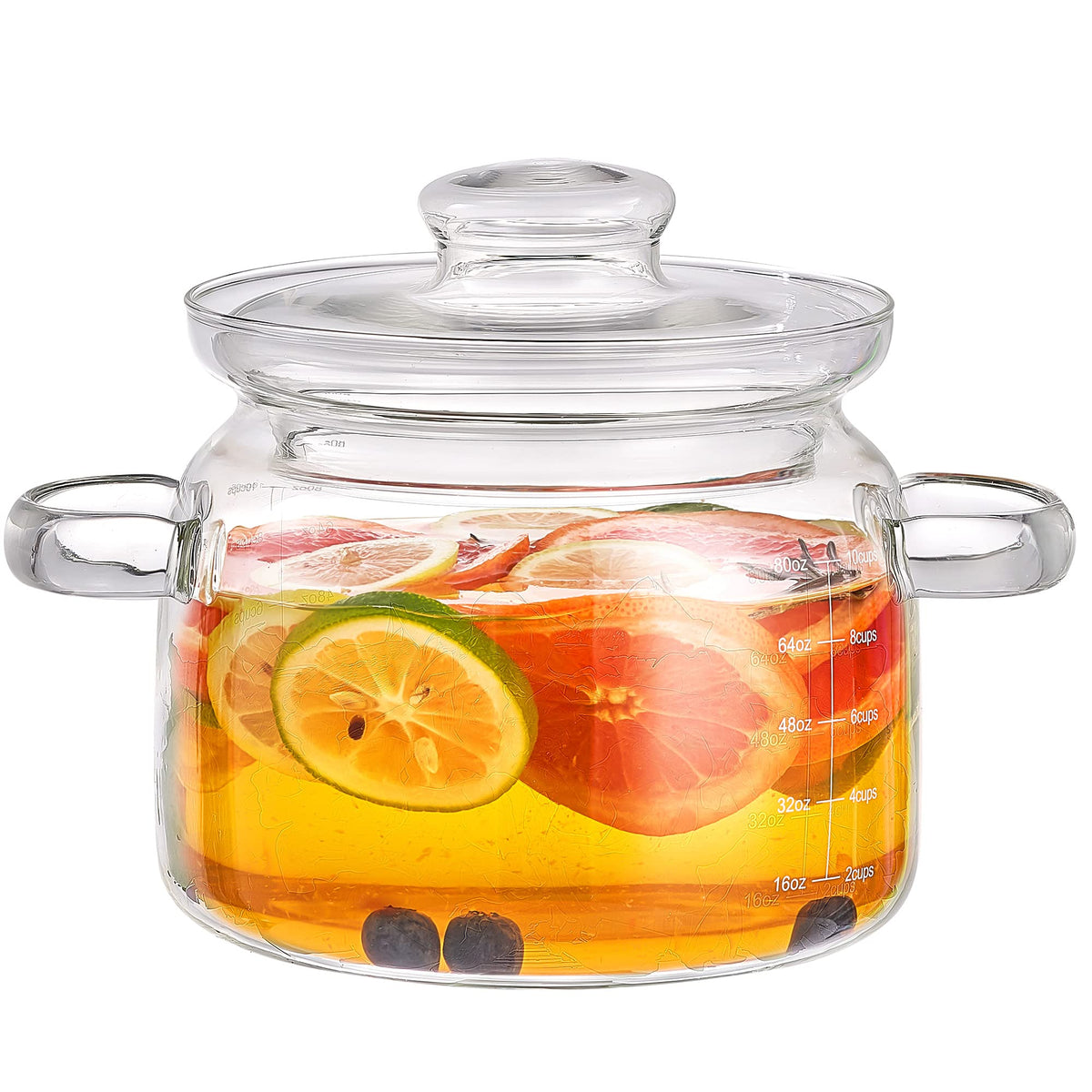 OLYTARU olla de vidrio borosilicato con tapa, ideal para observar la cocción.