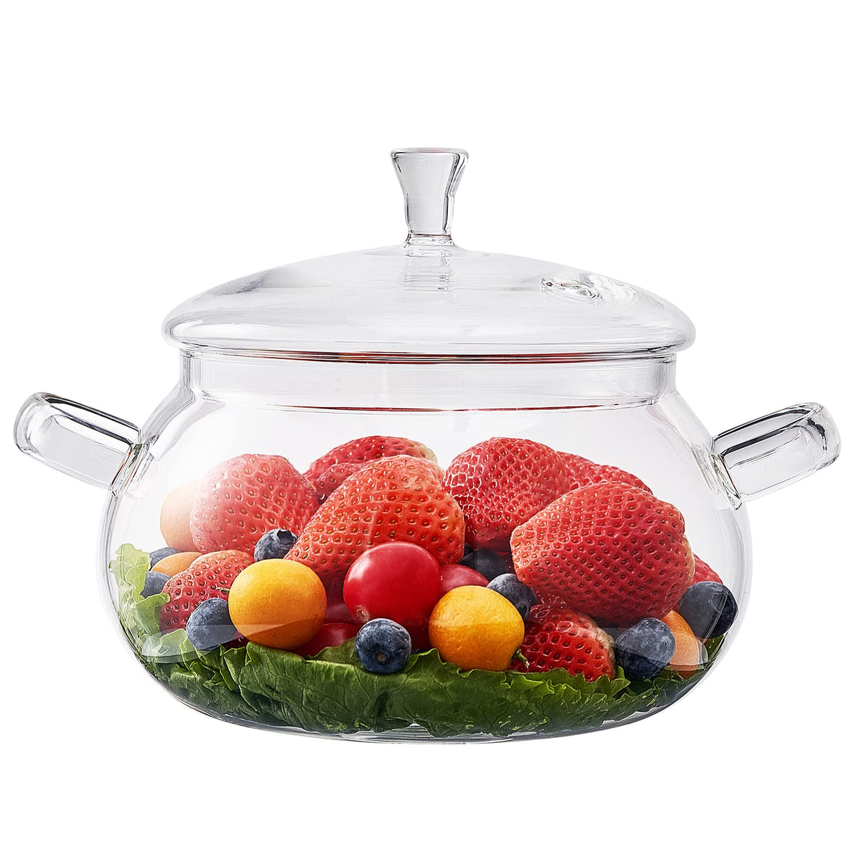 OLYTARU olla vidrio borosilicato 2450ml con tapa, observa cocción sin abrir