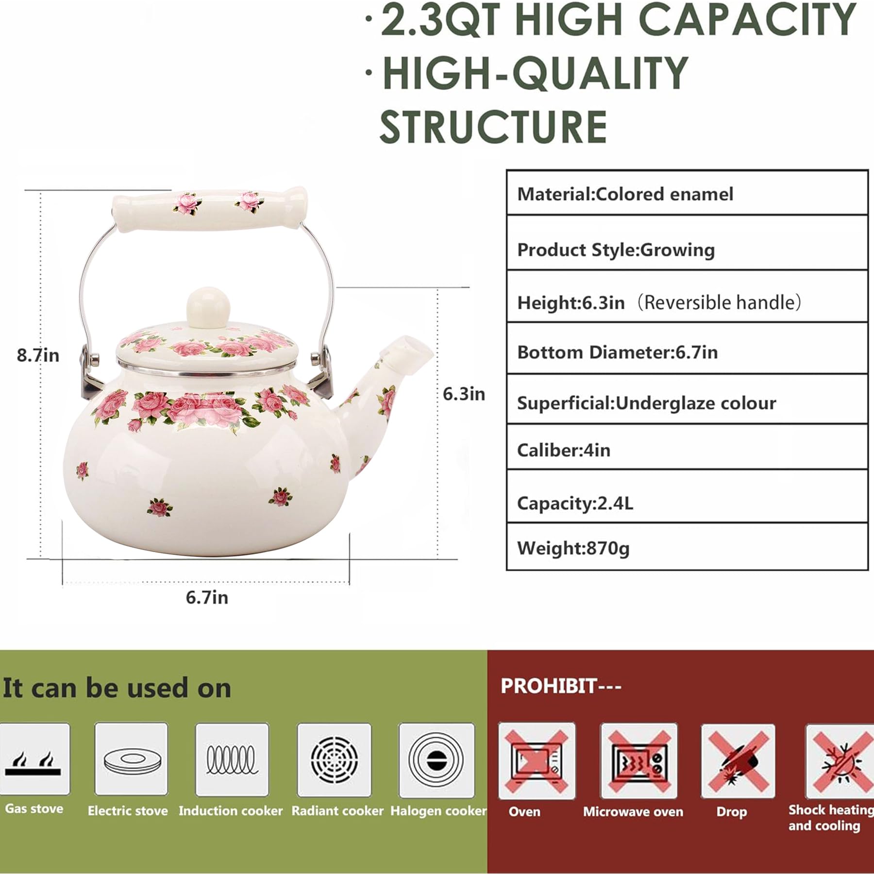 OLYTARU tetera para estufa 2,5 L, perfecta para reuniones familiares.