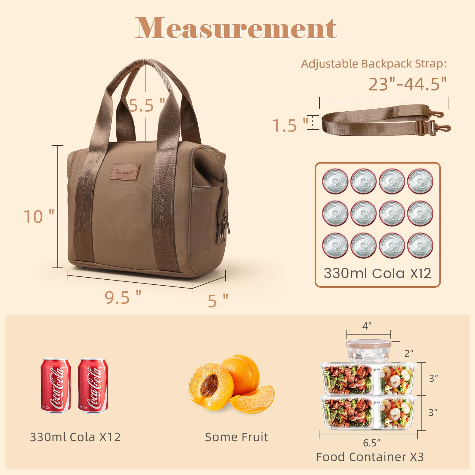 Omanmoli bolsa-almuerzo-termico-con-correa-ajustable, transporte cómodo y versátil.