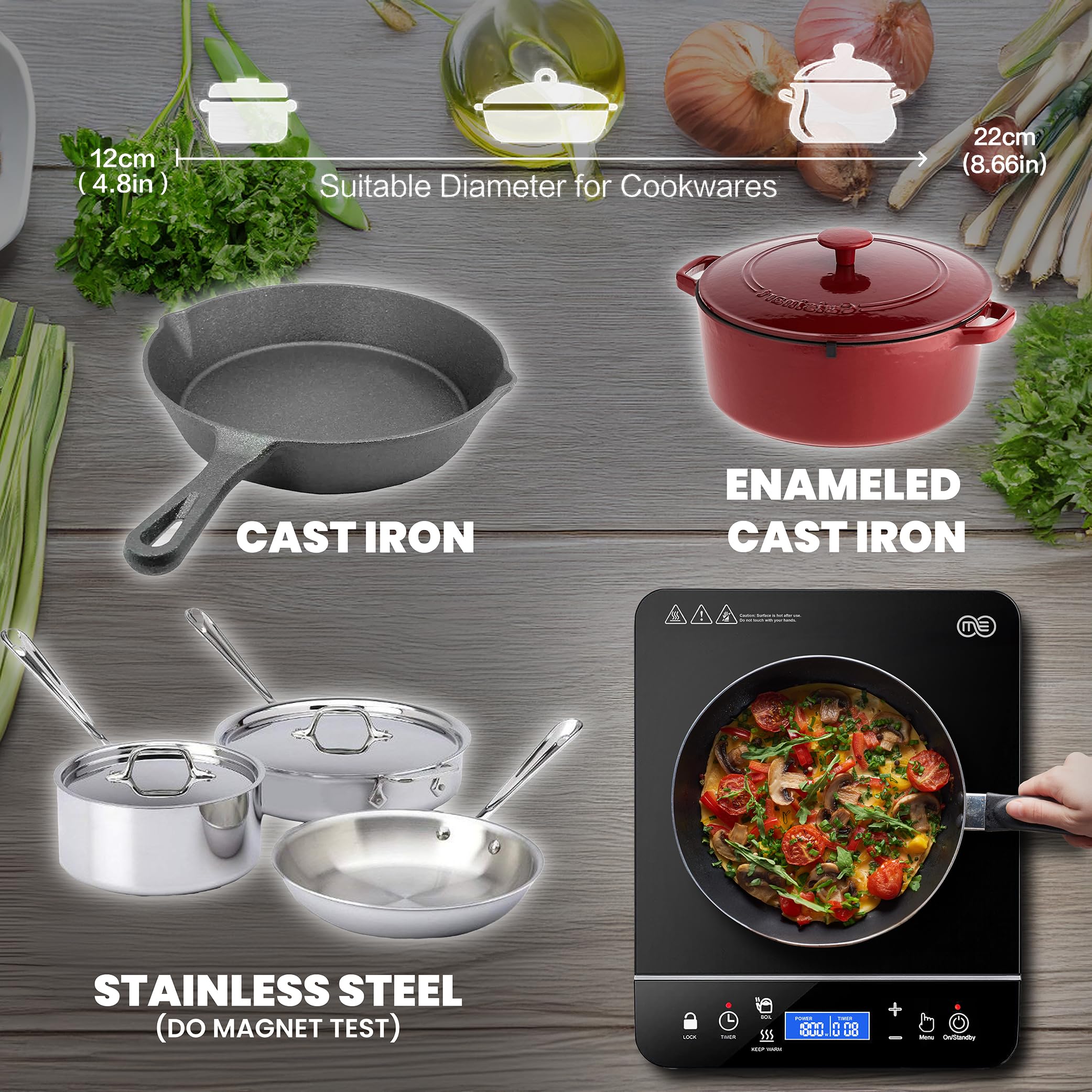 OMEO control táctil y lectura LED para cocinar con facilidad