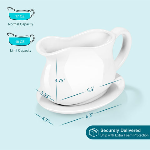 Omesata jarra de salsa diseno clasico porcelana blanca, elegante para mesas.