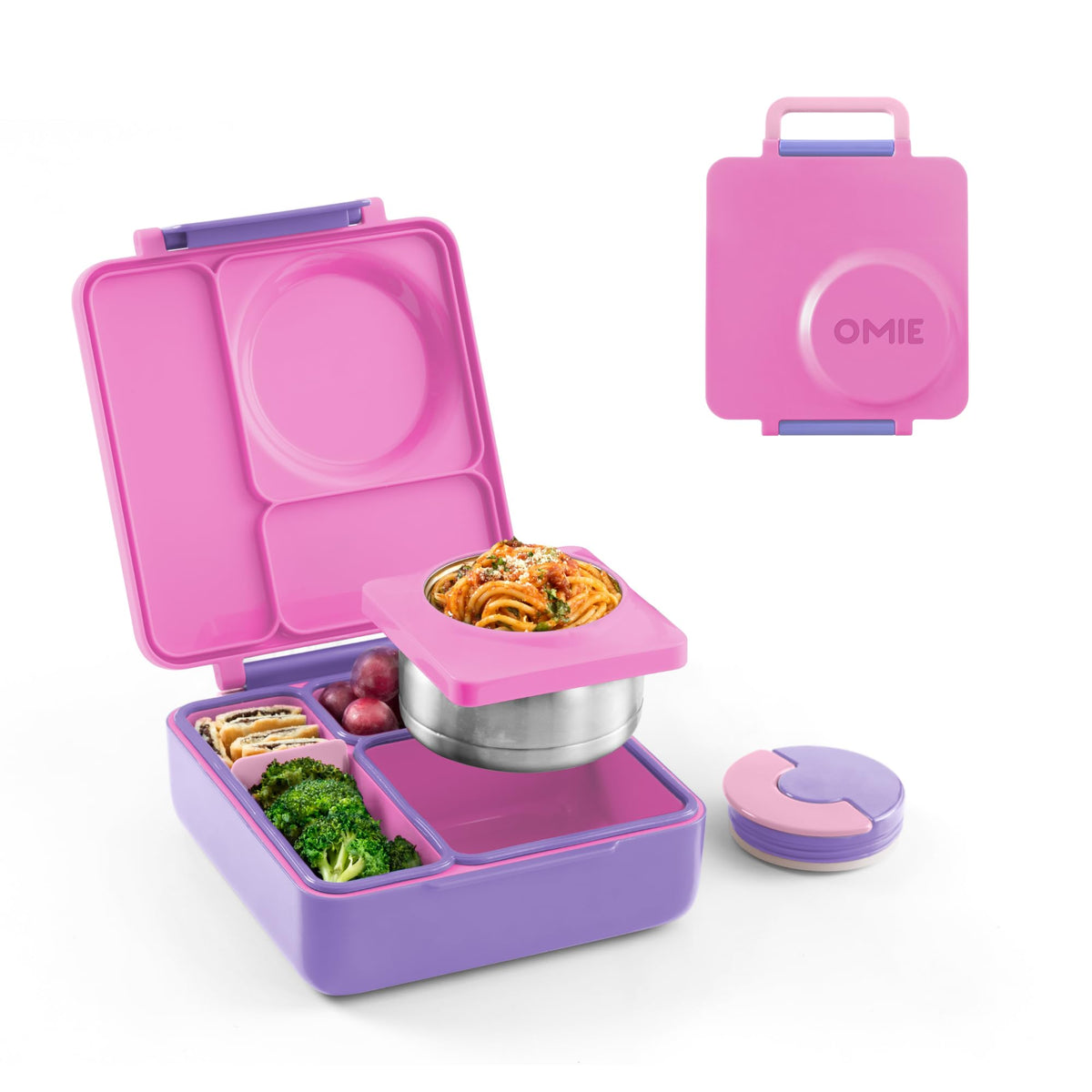 OmieBox Bento para Niños con tres compartimentos para comida variada y organizada.
