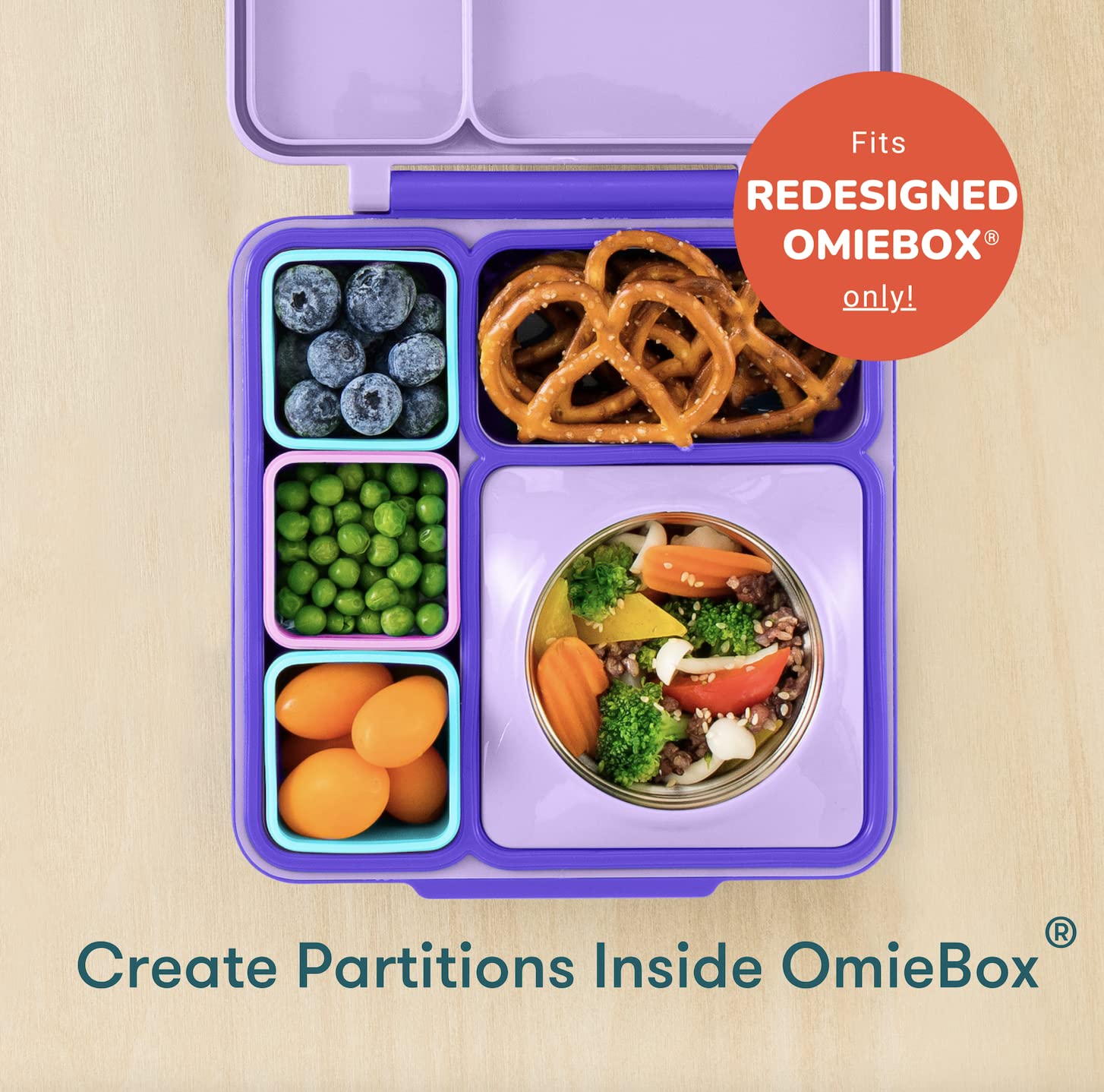 OmieBox Dips permiten particionar para mantener comidas separadas.