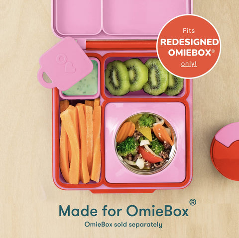 OmieBox Dips, contenedores para salsas y snacks, diseño compacto para viaje.