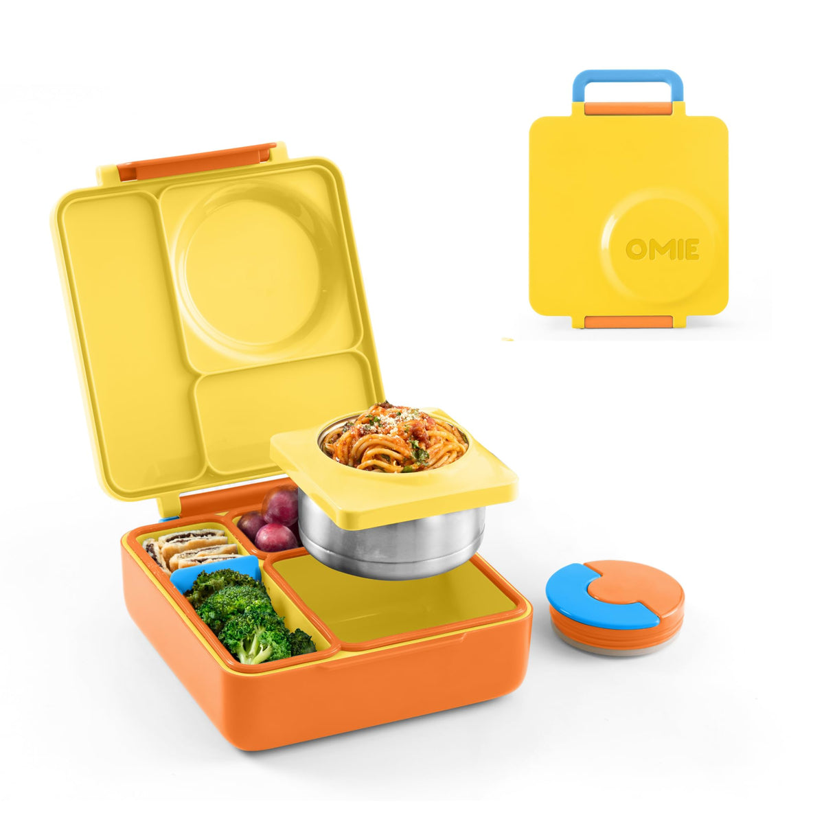 OmieBox con 3 compartimentos mantiene el almuerzo organizado y fácil de comer.