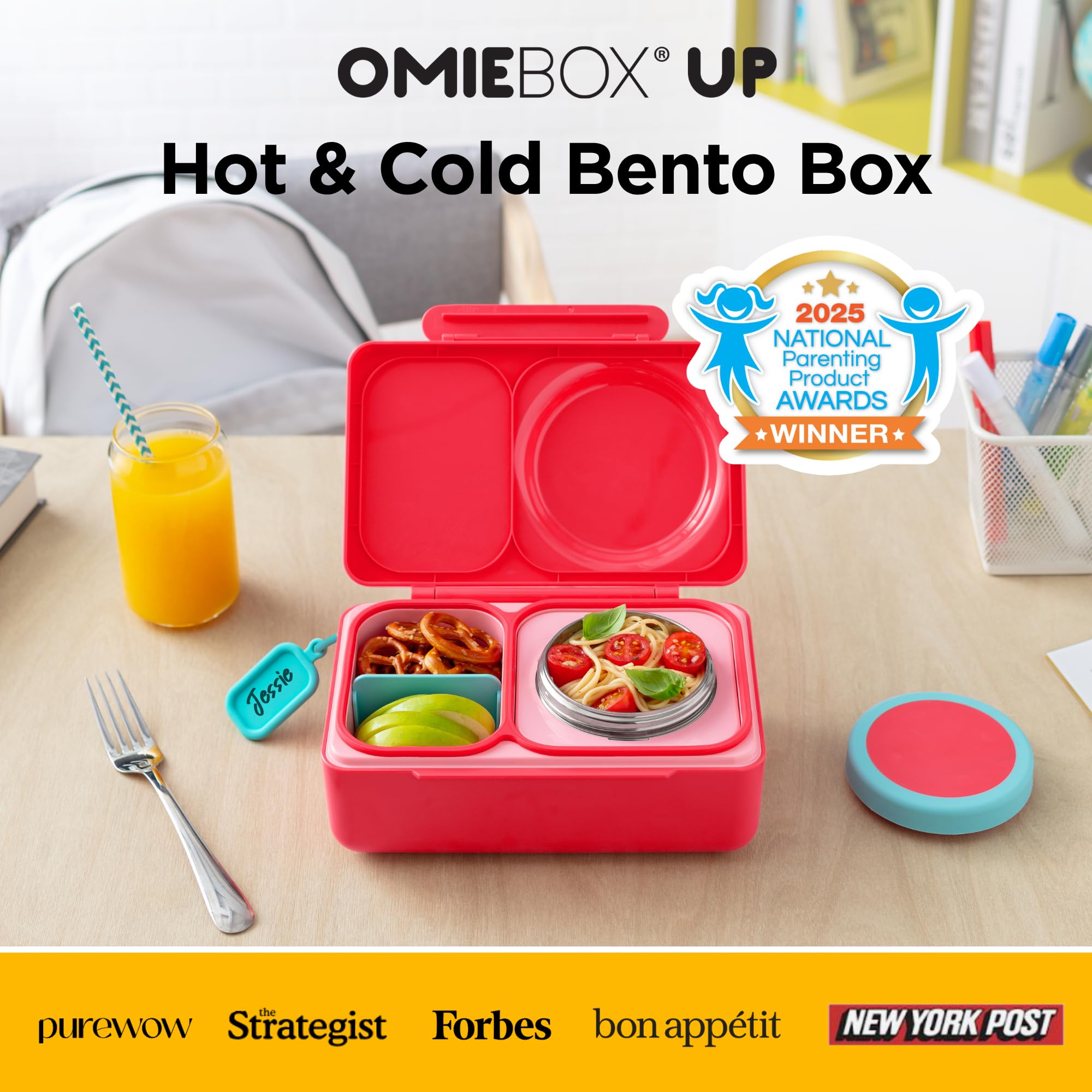OmieBox UP tapa abierta facilita el acceso a las porciones.